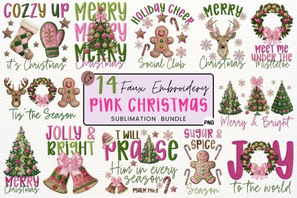 Faux Embroidery Christmas PNG Bundle Review