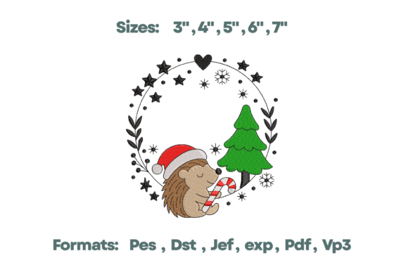 Hedgehog Christmas Wreath Embroidery