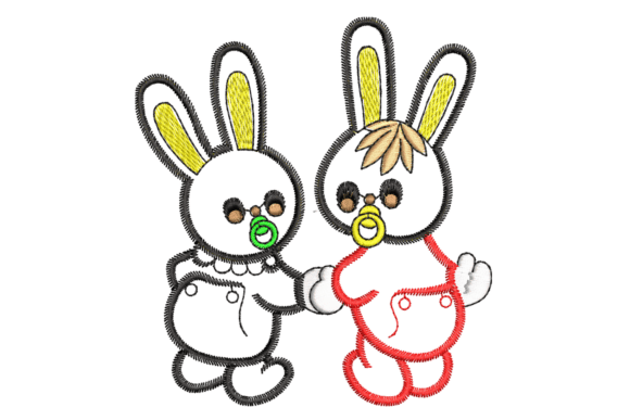 Two Cute Baby Bunnies Embroidery Design Review