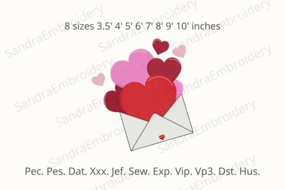 Valentine Hearts Envelope Embroidery